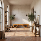 Luxury Wooden Bench Sculptural Leg For Entryway
