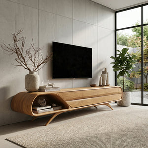 Mid Century Modern Wood TV Console For Living Room