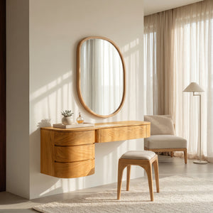 Minimalist Wall Mounted Vanity With Drawer For Sunlit Bedroom