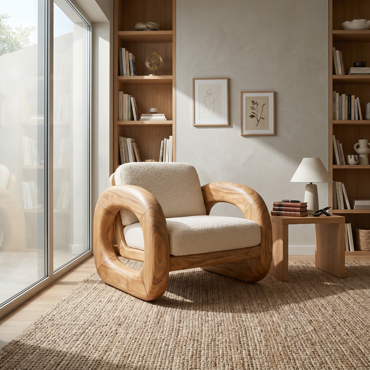Coastal Contemporary Curved Accent Chair Ocean View Bedroom