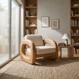 Coastal Contemporary Curved Accent Chair Ocean View Bedroom