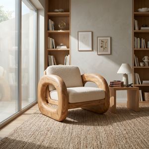 Coastal Contemporary Curved Accent Chair Ocean View Bedroom