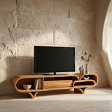 Mediterranean Modern Wooden TV Stand For Living Room