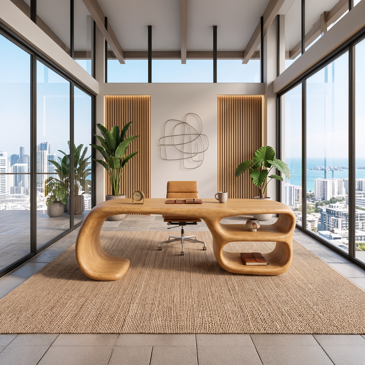 Contemporary Freeform Executive Desk Home Office Studio