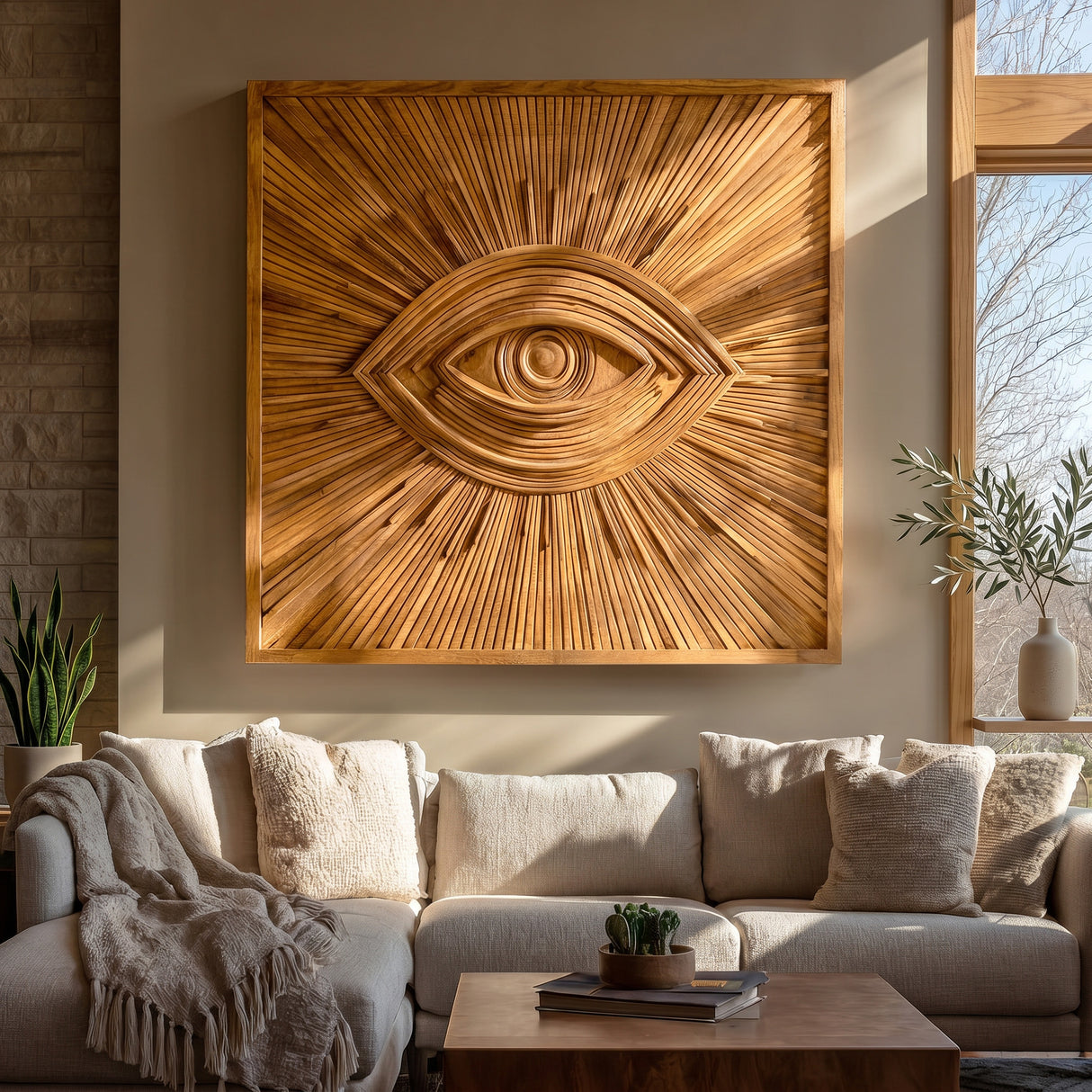 Modern Wooden Eye Wall Art For Living Room Decor