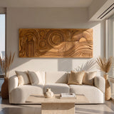 Mid Century Abstract Wood Wall Art For Living Room