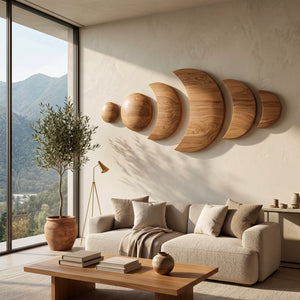 Boho Moon Phase Wood Wall Decor For Living Room