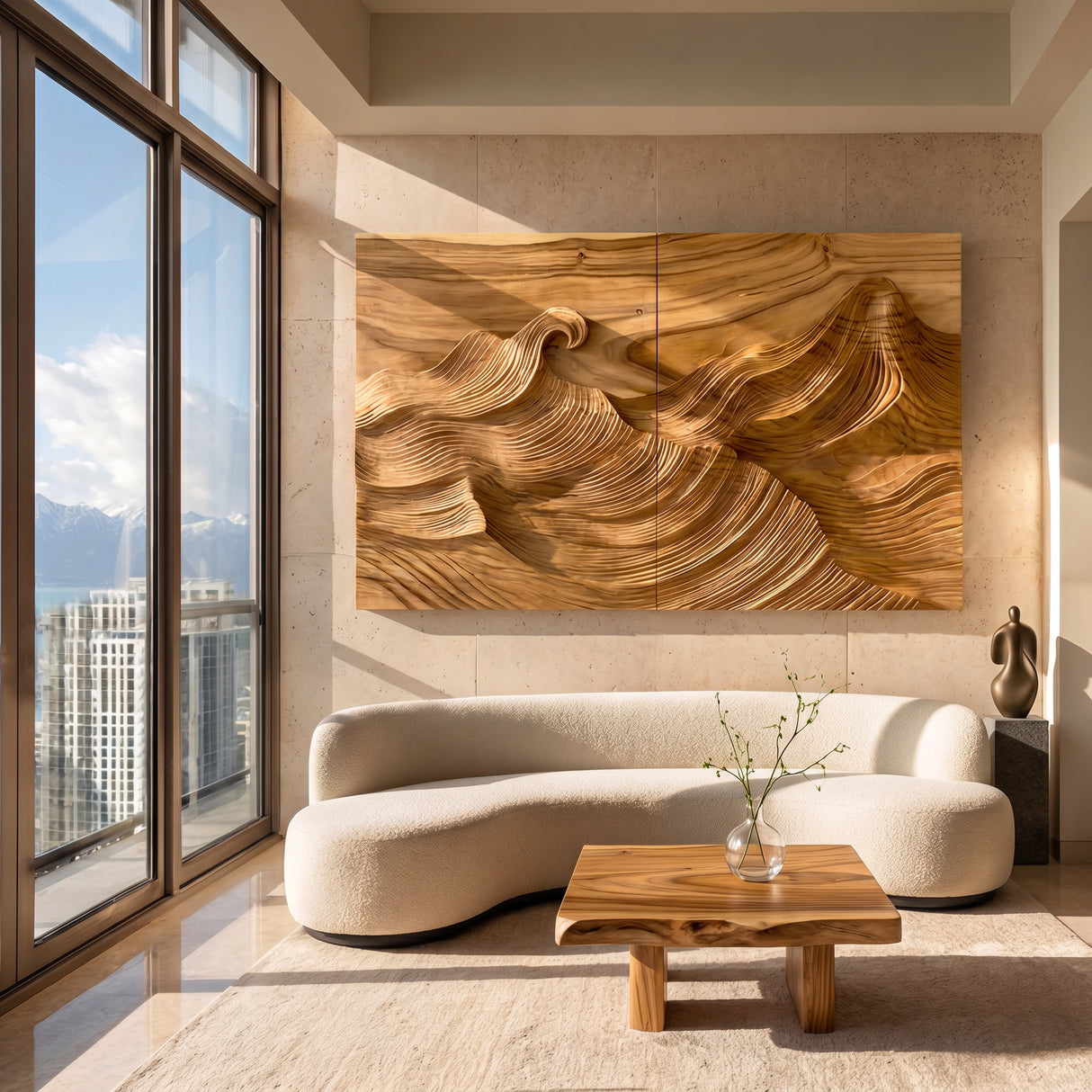 Organic Modern Wave Wood Wall Art For Wall Decor