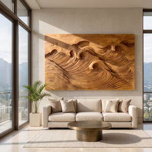 Quiet Luxury Ocean Wave Wood Wall Art For Living Room