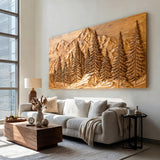 Rustic Forest Mountain Wood Wall Art For Living Room Decor