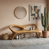 Organic Sculptural Hallway Bench With Soft Curved Frame For Home
