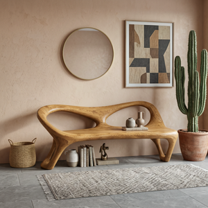 Organic Sculptural Hallway Bench With Soft Curved Frame For Home