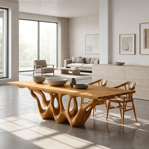Organic Wooden Dining Table With Sculptural Root Base For Dining Room
