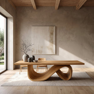 Modern Dining Table With Infinity Curve Base For Luxury Dining