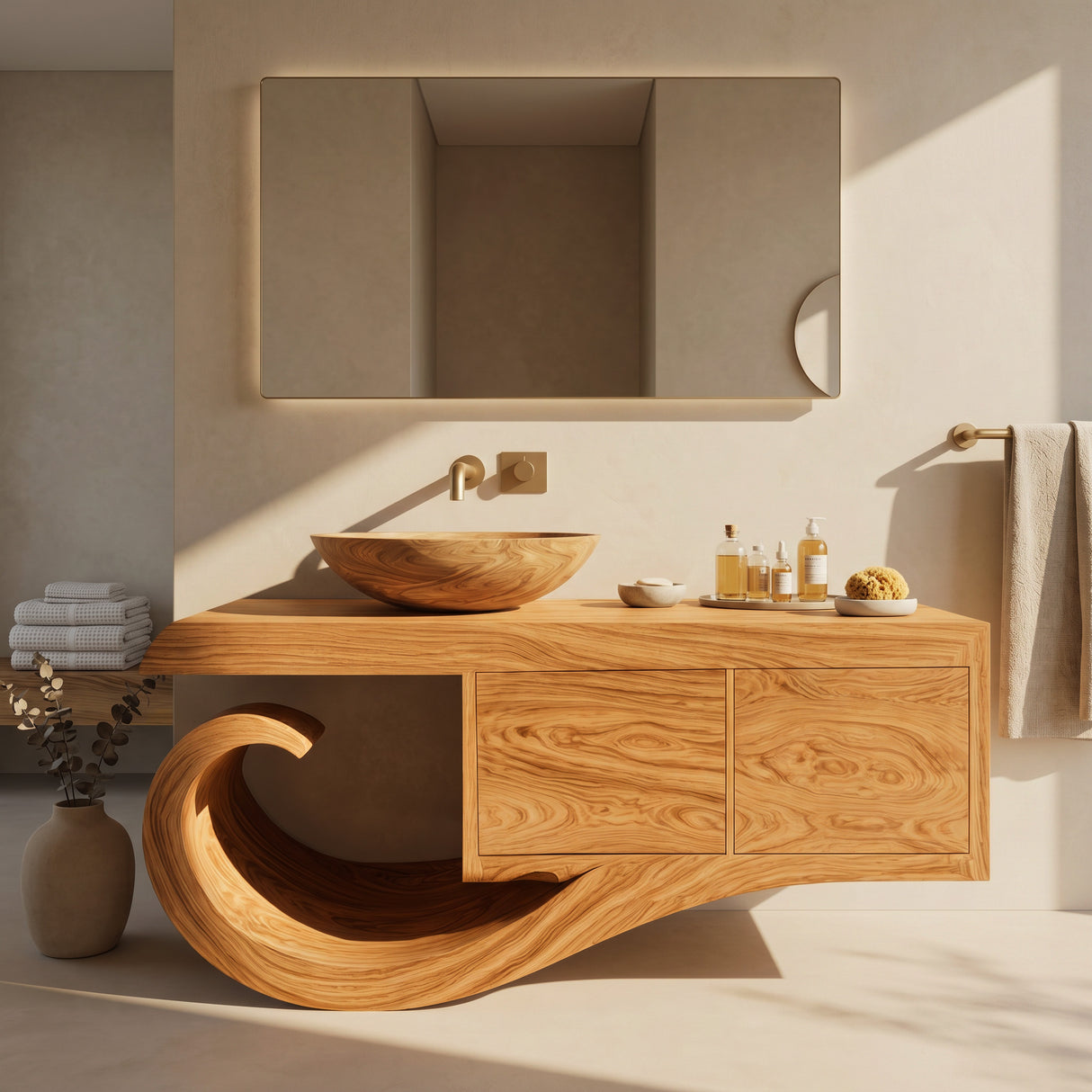 Contemporary Wooden Bathroom Vanity With Storage For Bathroom