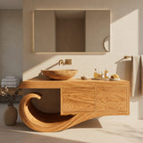 Contemporary Wooden Bathroom Vanity With Storage For Bathroom