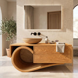 Modern Bathroom Vanity With Curved Loop Base For Bathroom Use