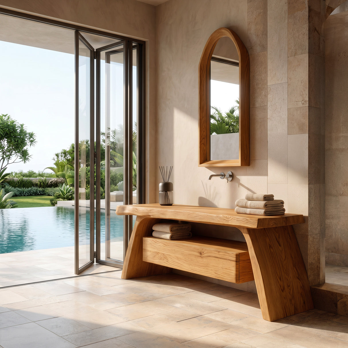 Modern Wooden Bathroom Vanity With Integrated Cabinet For Bathroom