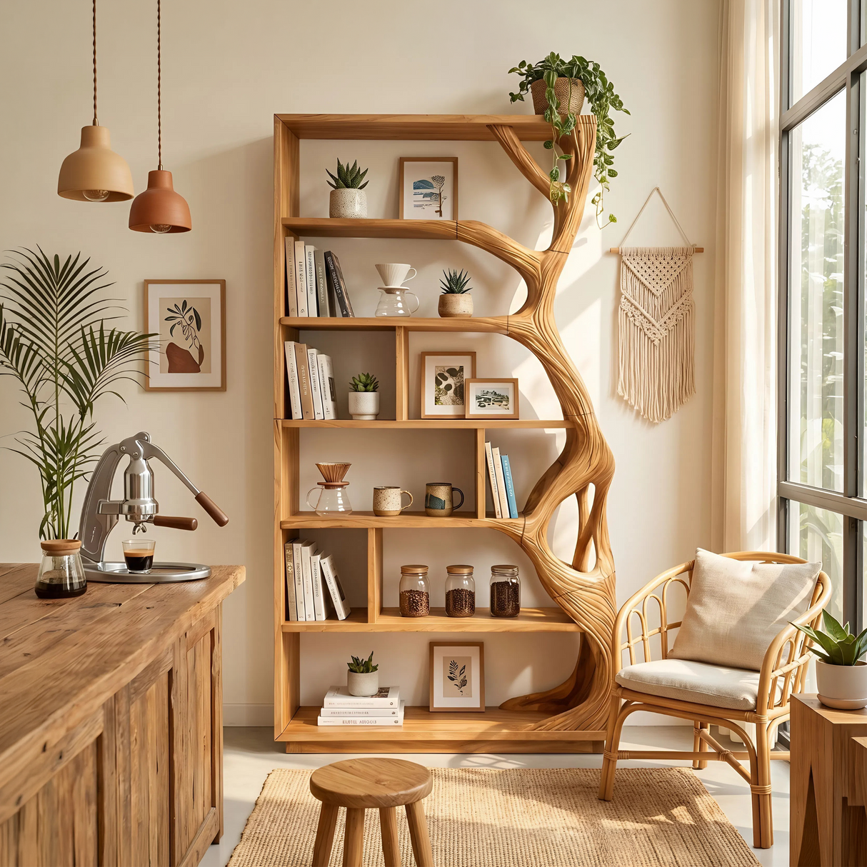 Contemporary Artistic Bookcase Storage Organizer For Office Space