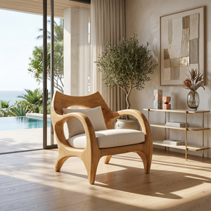 Zen-Inspired Organic Wood Chair for Modern Architectural Interiors