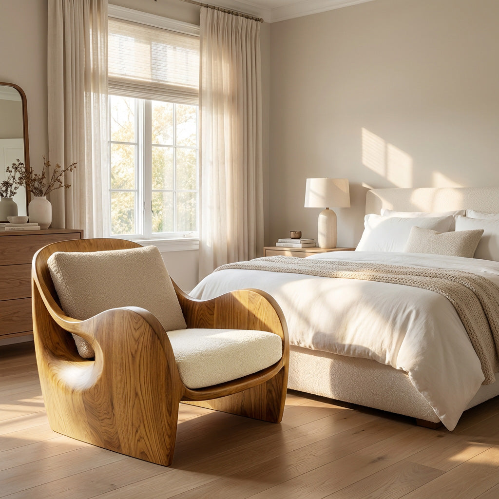 Elegant Natural Wood Chair For Modern Living Room