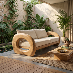 Tropical Organic Wooden Sofa Resort Lounge Space