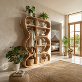 Rustic Farmhouse Sculptural Bookshelf Laundry Room Storage