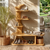Rustic Shoe Storage Rack For Farmhouse Mudroom Entryway Corner