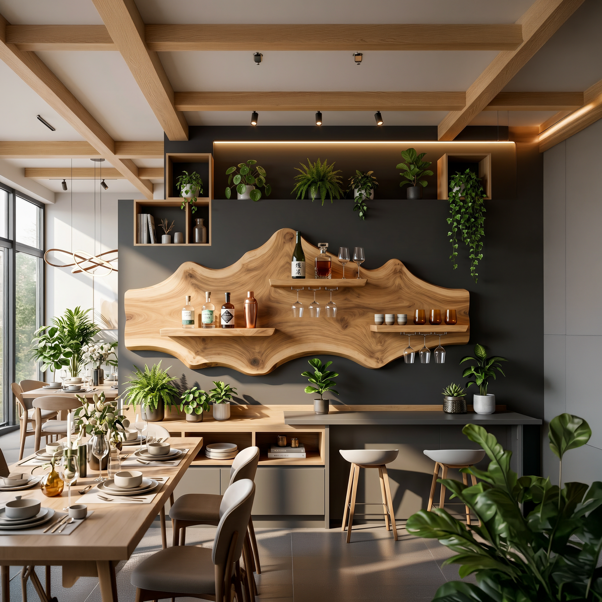 Modern Wall Mounted Wine Rack Shelf For Dining Room