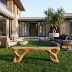 Sculptural Bench With Carved Design For Entryway