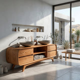Modern Bathroom Vanity With Open Shelf In The Middle For Bathroom
