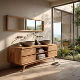 Organic Bathroom Vanity With Drawers On Both Sides For Bathroom