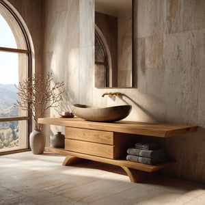 Modern Natural Wood Bathroom Vanity For Bathroom Storage