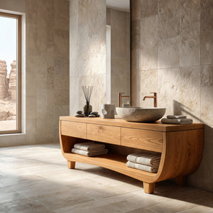 Organic Bathroom Vanity With Curved Frame For Bathroom