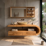 Modern Floating Bathroom Vanity With Curved Frame For Bathroom