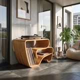 Contemporary Curved Vinyl Record Cabinet Lake House