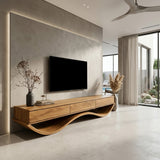 Modern Sculptural TV Console With Curved Base For Living Room