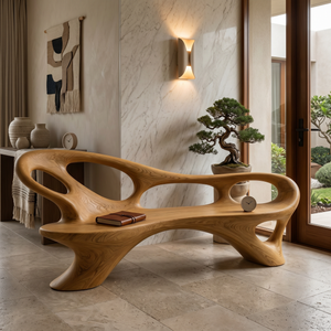Modern Entryway Bench With Continuous Curved Structure For Modern Living