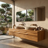 Modern Floating Bathroom Vanity With Wave Texture For Bathroom