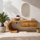 Organic Floating Bathroom Vanity With Sculptural Curved Base For Bathroom