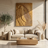 Contemporary Wooden Wall Art With Carved Figure For Living Room