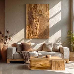 Modern Sacred Wood Carving Wall Art For Living Room