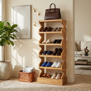 Japandi Tall Shoe Rack For Condo Entryway Hallway Placement