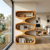 Organic Sculptural Bookshelf With 3 Tiers Storage For Living Room