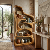 Luxury Sculptural Form Wooden Bookshelf For Living Room