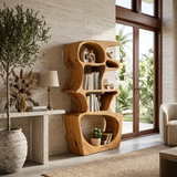Artistic Bookshelf With Sculptural Open Shelves For Home Styling