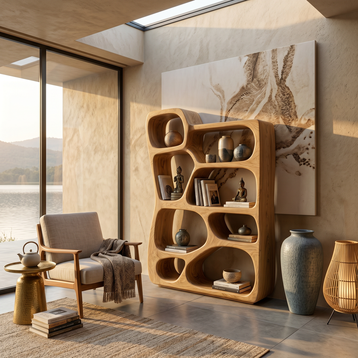 Handcrafted Wooden Bookshelf For Stylish Storage And Living Room