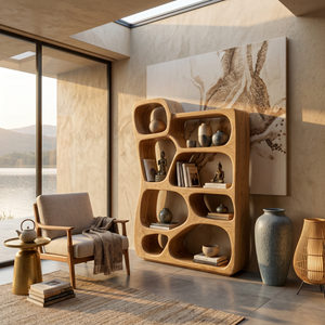 Handcrafted Wooden Bookshelf For Stylish Storage And Living Room