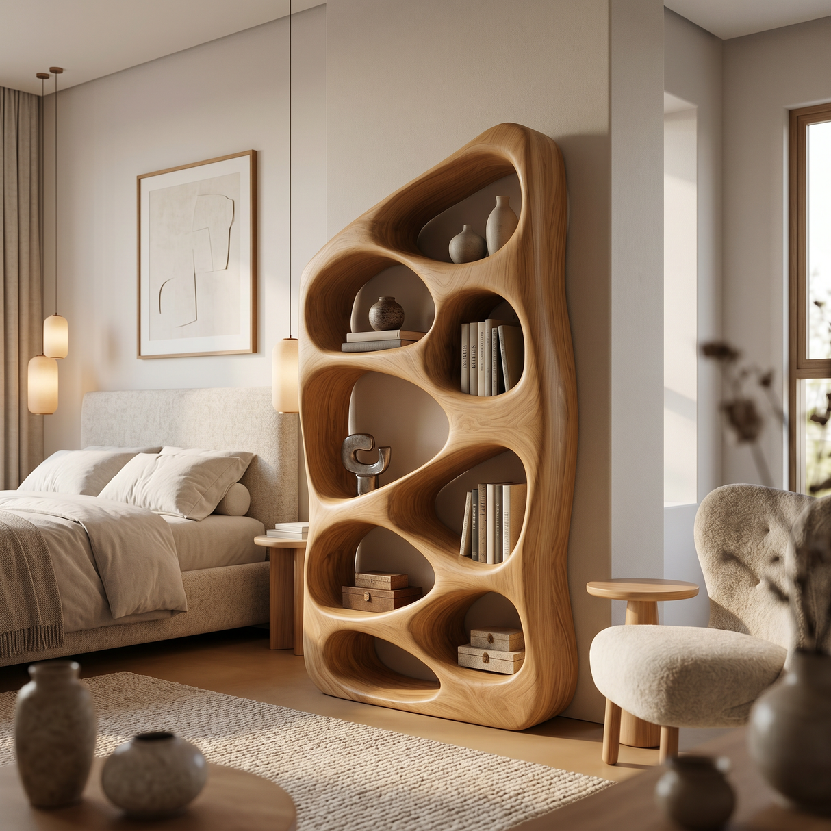 Modern Statement Sculptural Bookshelf For Living Room Style
