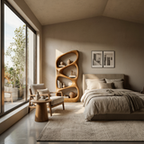 Nature Inspired Wooden Bookshelf With Organic Form For Contemporary Living